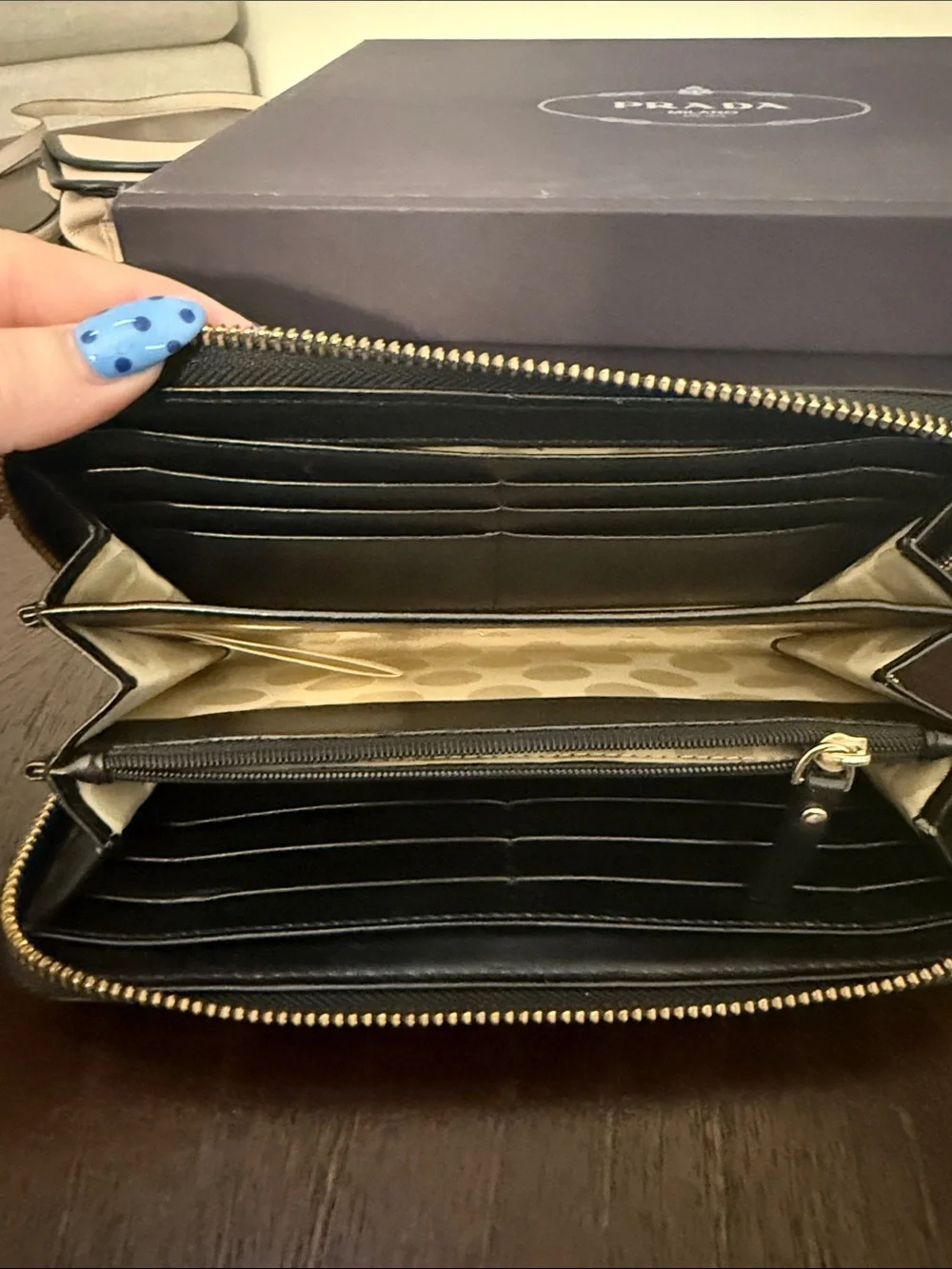 kate spade Black Wallet with CreamPolka Dots